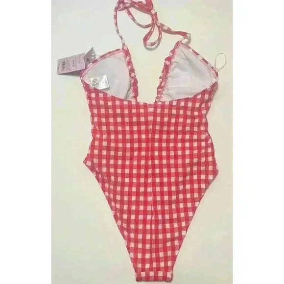 Wild Fable Keyhole Cross Front Halter High Leg One Piece Swimsuit NWT Size XS - Picture 4 of 8